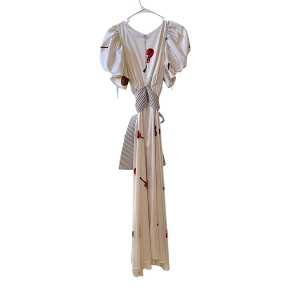 SILVIA TCHERASSI Tortoreto Guitar Silk Maxi Bow Dress White Sz XS - Picture 3 of 12